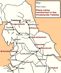 The Roman road network and settlements in northern Britain.