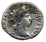 Obverse of denarius of Nero, with head of emperor (coin)